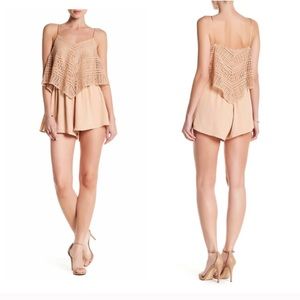 Tan Crochet Ruffle Romper NWT